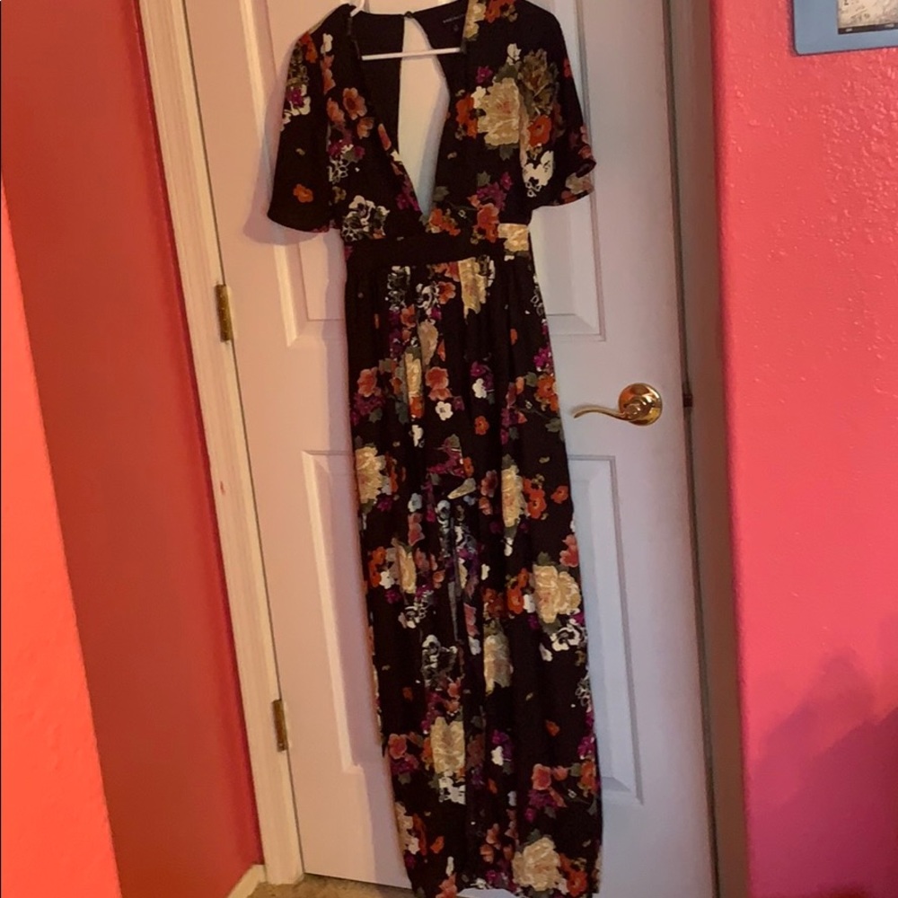 Black floral romper